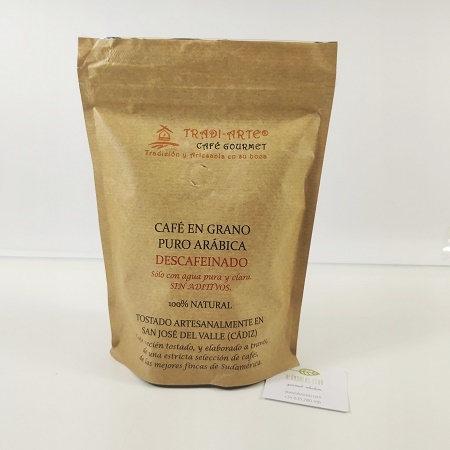 Acheter Grains de café décaféiné pur arabica 250g - Tradiarte