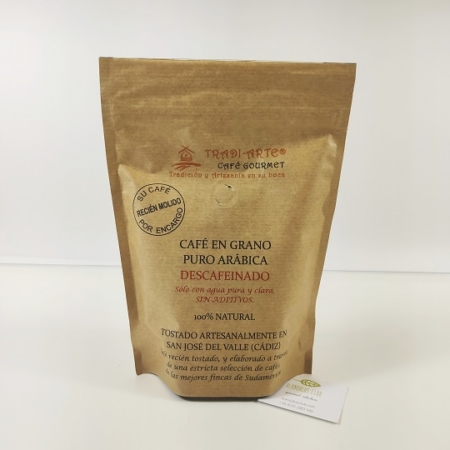 Acheter Grains de café décaféiné fraîchement moulus pur arabica 250g - Tradiarte