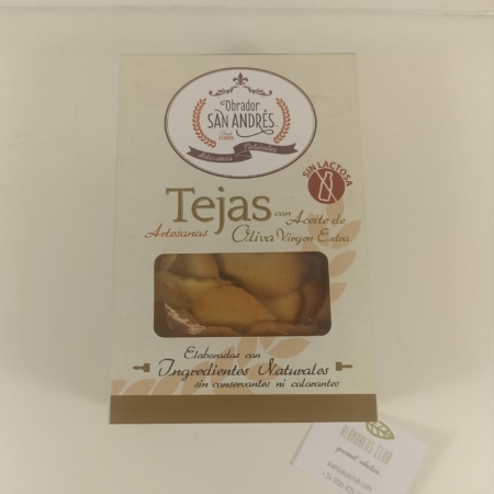 Tejas de Almendras Artesanas con Aceite de Oliva Virgen Extra, elaboradas con harina de almendras seleccionadas y sin conservantes.