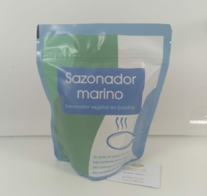 Sazonador Marino con Salicornia, una mezcla natural baja en sodio para añadir sabor marino a pescados, mariscos y ensaladas.