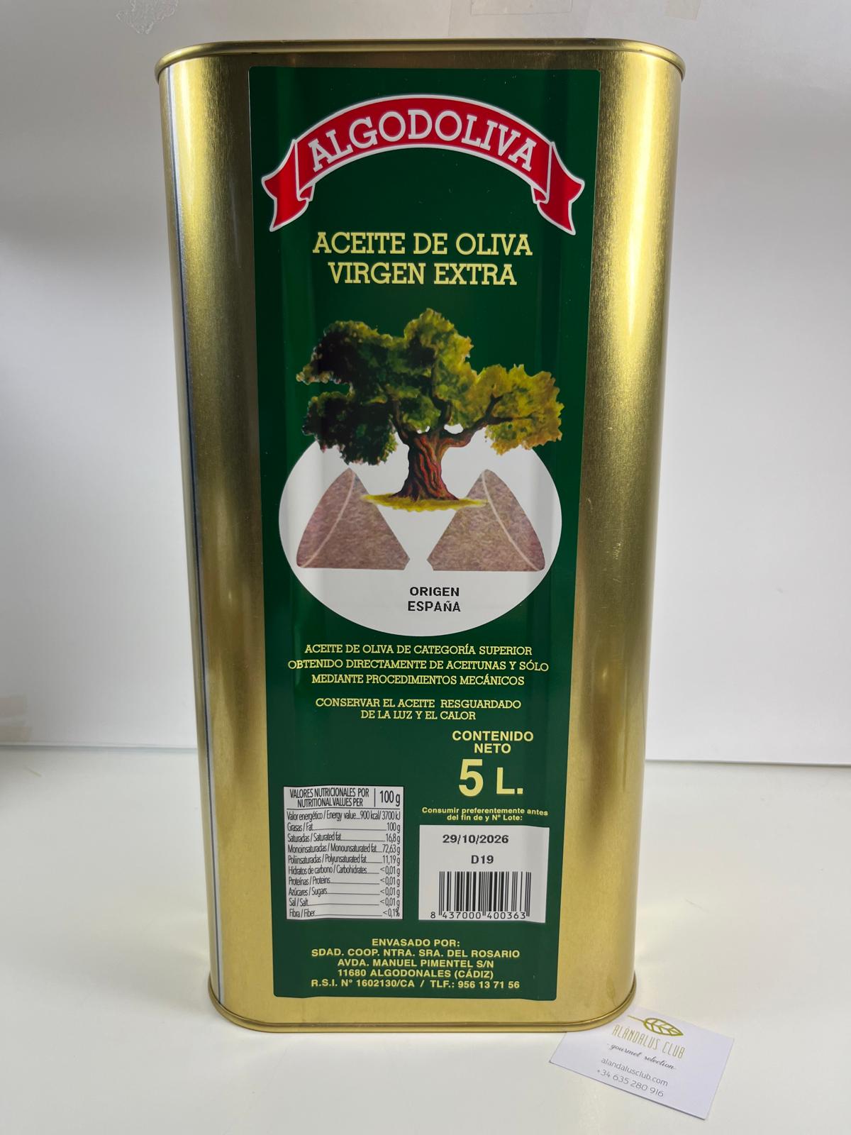 Aceite de Oliva Virgen Extra de 5 L en Lata - Algodoliva