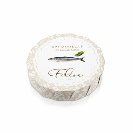 Descubre las Sardinillas con Pimiento Padrón Felisa Gourmet, una conserva premium con sabor auténtico, toque gourmet y una combinación única ideal para tapas