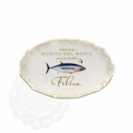 La Ventresca de Bonito del Norte en aceite de oliva de Felisa Gourmet es una conserva premium elaborada con la parte más tierna y apreciada del bonito.